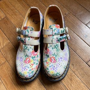 Size 8 doc martens FLORAL MASH UP LEATHER MARY JANE SHOES